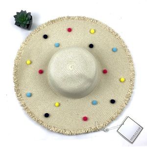 Anthropologie Shiraleah Florence Pom Pom fringe straw sun hat